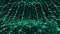 Abstract technology and science curved space with lines grid green