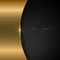 Abstract template gold metallic curve on black background and texture