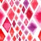 Abstract tender wonderful transparent bright red pink rhombuses different shapes pattern watercolor hand illustration