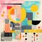 Abstract Textile Art Poster: Bold Geometric Shapes And Vibrant Colors