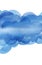 Abstract textural background. Big fluffy blue cumulus cloud isolated on a white background. Collage of watercolor gradient fills