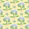 Abstract texture with forget-me-not. Seamless pattern with flower bouquet ornament
