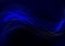 Abstract thin wavy rainbow stripes intersecting with wavy white stripes and glowing bluish waves on a dark blue background