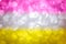 Abstract three color texture glitter lights background. pink, silver, yellow. de-focused.