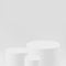 Abstract three white round cylinder podiums as mockup. Template for presentation cosmetic products, goods
