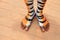 Abstract tiger stripes on human legs