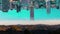 Abstract time lapse of modern city and mountain nature. Two different world located. Abstract upside down effect