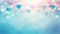 Abstract transparent tiny hearts background in pink and blue with copy space