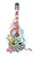 Abstract treble clef decorated with summer and spring flowers