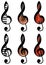 Abstract treble clefs