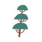 Abstract tree, forest leaf plant in doodle primitive style. Childish kids simple shaped wood with branches, trunk