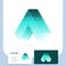 Abstract triangle letter A logo icon polygonal style design temp