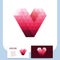 Abstract triangle letter V heart love logo icon polygonal style