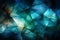 Abstract triangles in harmonious hues deep blue, green, white, and vivid cyan