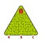 Abstract triangular labyrinth. Christmas tree with a gift. Find the right path. Game for kids. Puzzle for children. Labyrinth