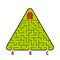 Abstract triangular labyrinth. Christmas tree with a gift. Find the right path. Game for kids. Puzzle for children. Labyrinth conu