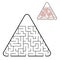 Abstract triangular labyrinth. Find the right path. Game for kids. Puzzle for children. Labyrinth conundrum. Flat vector