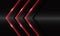 Abstract triple red glossy arrow direction on dark grey hexagon mesh metallic design modern luxury futuristic background vector
