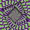 Abstract turned frames with a rotating purple green spiral pattern. Optical illusion hypnotic background