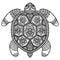 Abstract turtle. Carved turtle. Stylized fantasy patterned turtle. Hand drawn