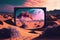 Abstract tv in desert scenery