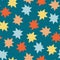 Abstract ultramodern seamless pattern with multicoloured stars. Trendy minimalist print for tee, textile and fabric. Geometric