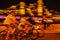 Abstract unrecognizable group abstract cyclists, bikes, night city, illumination, motion blur. Sport, healthy lifestyle