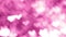 Abstract valentine defocused background, heart shaped bokeh of nature leaves swaying in wind on pink background