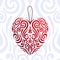 Abstract Valentines day red love heart icon, stylised Maori koru tattoo