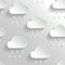 Abstract Vector Background with Paper Rainy Clouds.