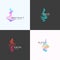 Abstract Vector Blend Wavy Symbol, Sign or Logo Templates. Elegant Curved Lines with Bright Colorful Gradient.