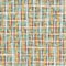 Abstract vector dense canvas mid-century modern seamless pattern background. Blue orange burlap grid backdrop with