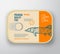 Abstract Vector Fish Aluminium Container with Label Cover. Retro Premium Canned Packaging Design. Modern Typography and