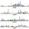 Abstract vector high detailed illustrations of Shanghai, Hong Kong, Guangzhou and Beijing skylines
