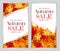 Abstract Vector Illustration Autumn Sale Background with Falling Autumn Leaves