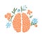 Abstract vector illustration of blooming human brain with flowers