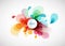 Abstract vector illustration with colorful half transparent flower petals. Also white circle for your own text