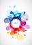 Abstract vector illustration with colorful half transparent flower petals. Also white circle for your own text