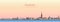 Abstract vector illustration of Stockholm city skyline at sunrise