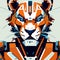 Abstract vector illustration of a tiger head in a futuristic style. Can be used as a background. AI generated