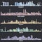 Abstract vector illustrations of Singapore, Kuala Lumpur, Bangkok, Jakarta and Manila skylines at night in different color palette