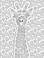 Abstract vector line drawing giraffe camouflaging patterned background. Digital lineart image tall neck animal textured