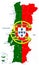 Abstract vector map of Portugal country coloured by national flag