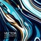 Abstract vector modern fluid art. Texture colored chrome, liquid marble, alcohol ink, acrylic. Trendy background in blue, gold