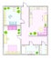 Abstract vector plan of two-bedroom apartment