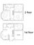 Abstract vector plan of two-story house with furniture