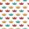 Abstract vector seamless pattern background with paper origami ships.