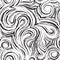 Abstract vector seamless pattern in black color from torn lines in the form of spirals of loops and curls. Texture for decoration