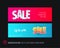 Abstract vector set of modern horizontal website sale banners with colourful words, abstract shapes for promo, shopping