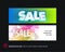 Abstract vector set of modern horizontal website sale banners with colourful words, abstract shapes for promo, shopping